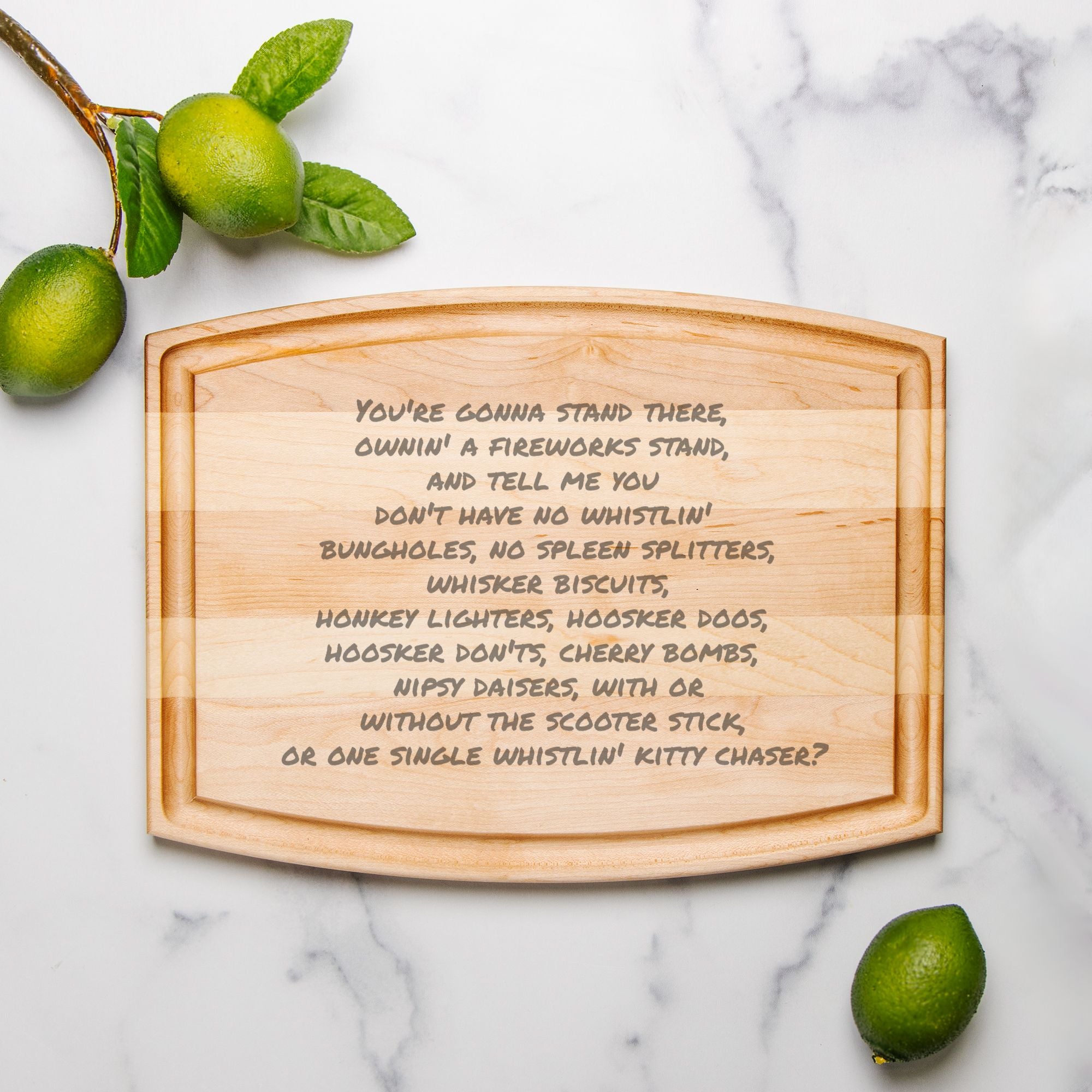Arched Wood Cutting Board with Groove - 12" x 9"